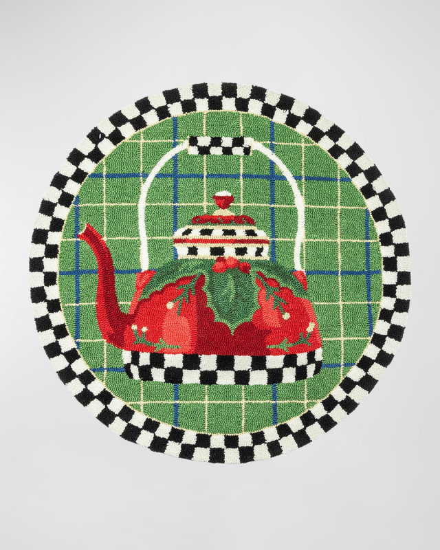 Holiday Tea Kettle Rug, 3' Round